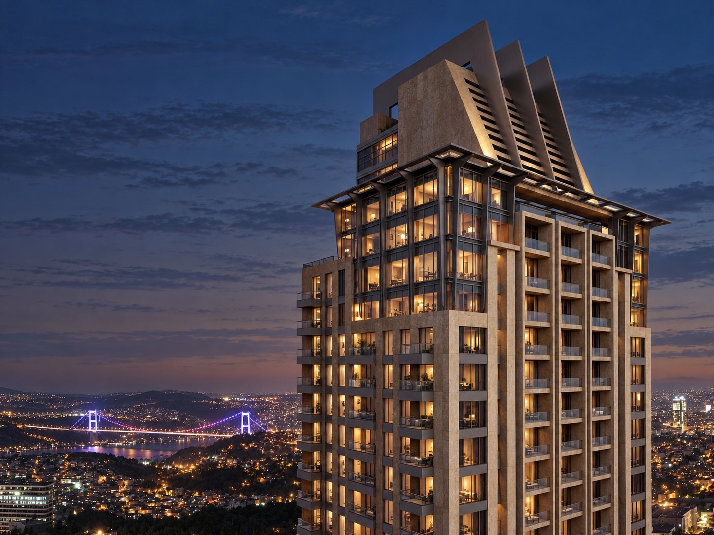 Illuminated tower at night