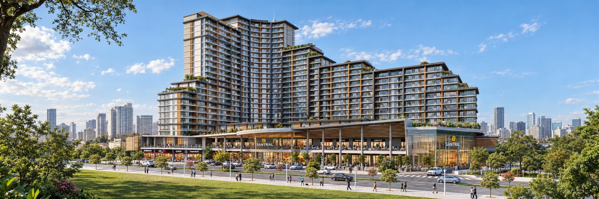 Residential development along an urban road